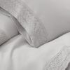 Udine 3 Piece Twin Size Microfiber Sheet Set with Crochet lace The Urban Port, Gray