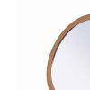 Wooden Makeup Round Mirror with Pedestal Base, Brown and Silver