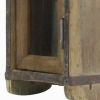 Wooden Brick Mold Cabinet with Glass Door, Natural Brown