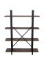 4 Tier Wood and Metal Frame Bookcase with X Shape Design, Brown and Black
