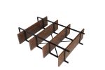 4 Tier Wood and Metal Frame Bookcase with X Shape Design, Brown and Black