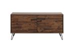 2 Doors Wooden Media Console with Hairpin Legs, Brown and Black