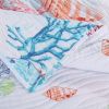50 X 60 Polyester Throw Quilt with Coral Prints, Multicolor