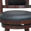 29 Inches Swivel Wooden Frame Counter Stool with Padded Back, Cherry Brown