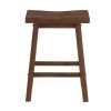 Saddle Design Wooden Counter Stool with Grain Details, Brown