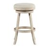 29 Inches Wooden Swivel Bar Stool with Round Fabric Seat, Gray