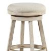 29 Inches Wooden Swivel Bar Stool with Round Fabric Seat, Gray