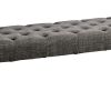 48 Inches Bench with Button Tufted Seat and Chamfered Legs, Gray