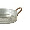 Galvanized Oblong Metal Tray with Ear Handles, Gray