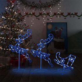 Acrylic Christmas Flying Reindeer&Sleigh 102.4"x8.3"x34.3" Blue
