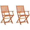 Folding Patio Chairs 2 pcs Solid Eucalyptus Wood