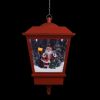 Christmas Hanging Lamp with LED Light and Santa Red 10.6"x10.6"x17.7"